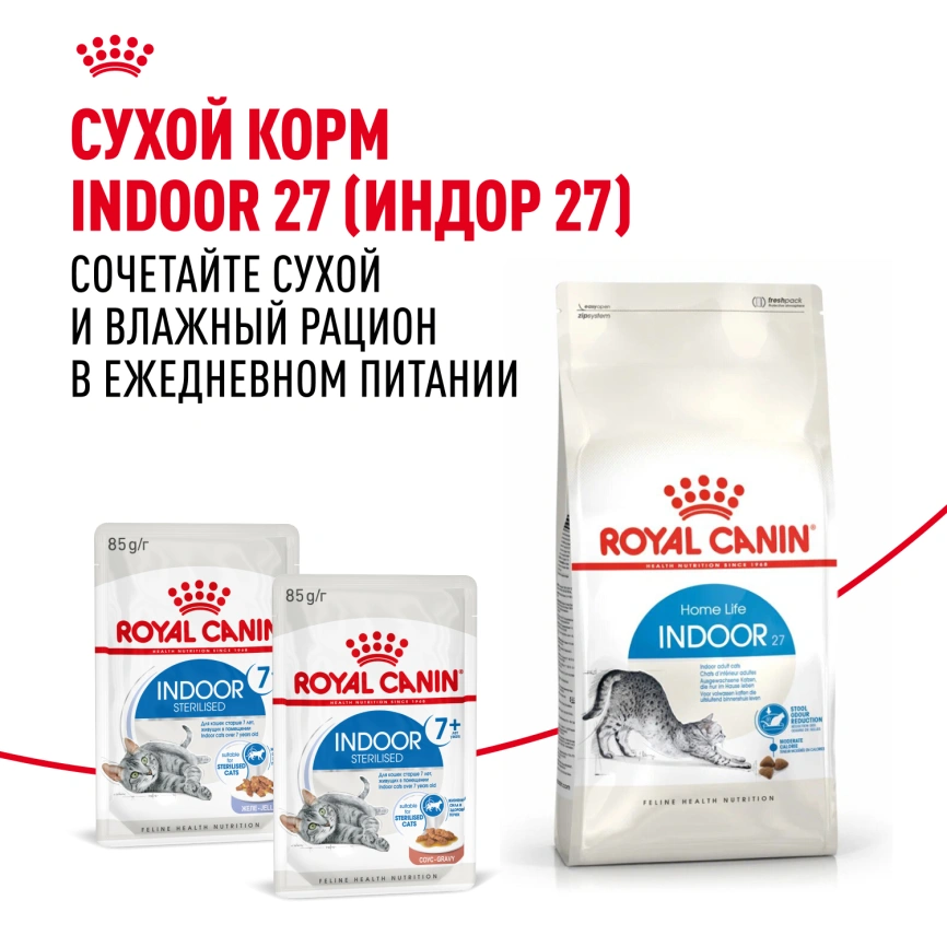 Влажный корм Royal Canin Indoor 7+ в соусе для кошек старше 7 лет, живущих в помещении, пауч, 85 г фото 12