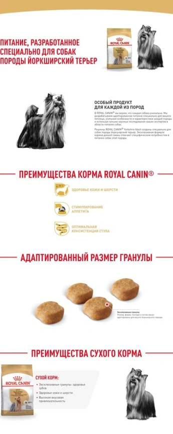 Сухой корм Royal Canin Yorkshire Terrier Adult для взрослых собак фото 6