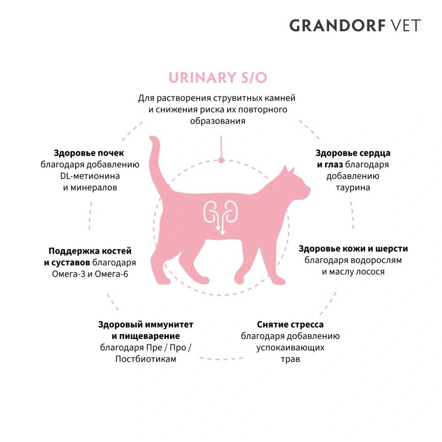 Сухой корм Grandorf Veterinary Urinary S/O для кошек при заболеваниях нижних мочевыводящих путей, 2 кг фото 2