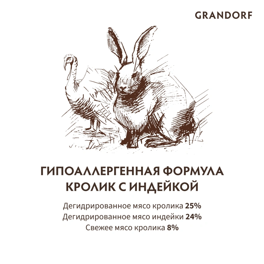 Сухой корм Grandorf Rabbit & Turkey Sterilised для стерилизованных кошек, 400 г фото 6