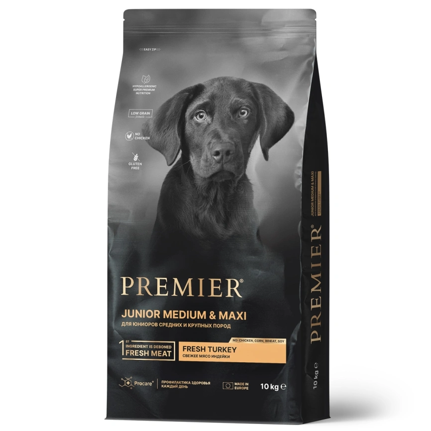 Сухой корм Premier Dog Turkey Junior Medium & Maxi для юниоров средних и крупных пород, 10 кг фото 1