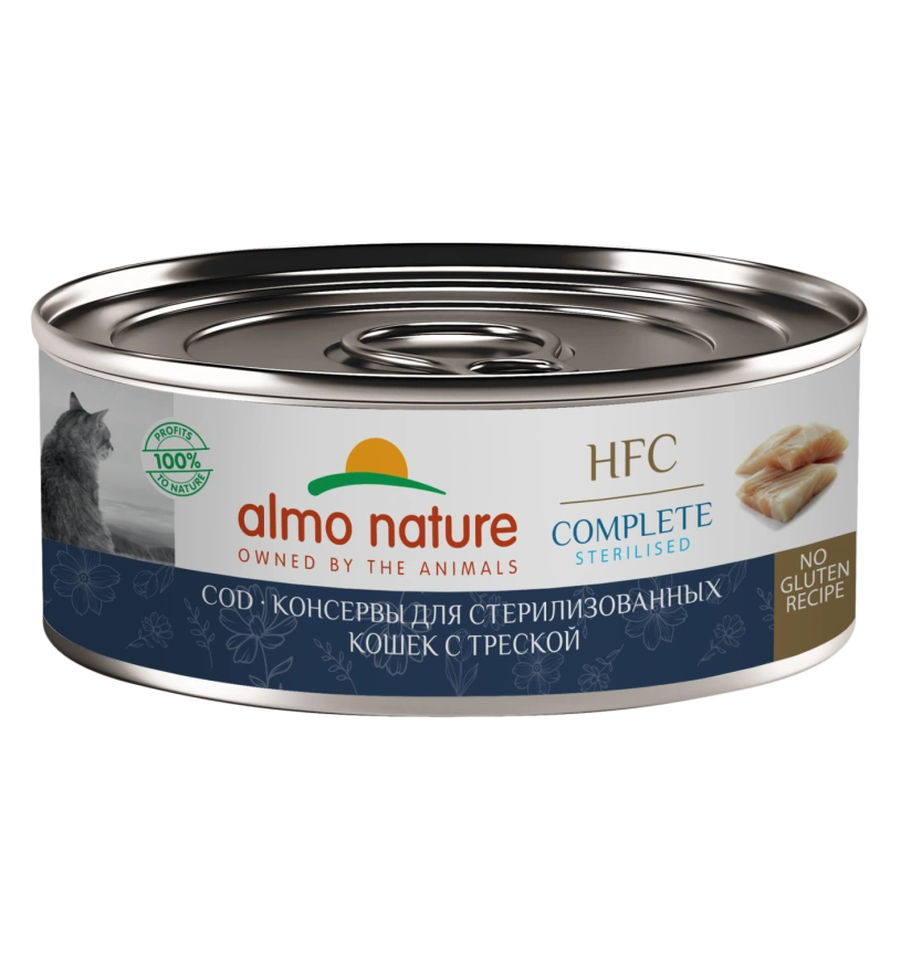 Влажный корм Almo Nature для стерилизованных кошек с треской, 100 г фото 1