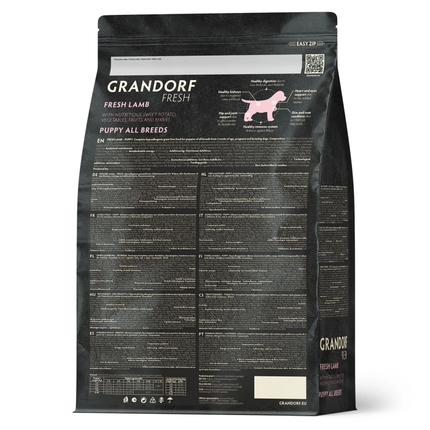 Сухой корм Grandorf Fresh Dog для щенков всех пород беременных и кормящих собак беззерновой ягненок с бататом 3 кг фото 2