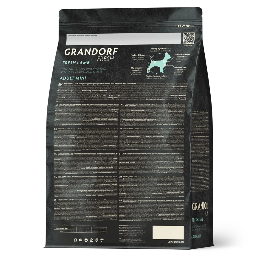 Сухой корм Grandorf Fresh Dog для взрослых собак мелких пород чувствительное пищеварение и гипоаллергенный ягненок с бататом 1 кг фото 2