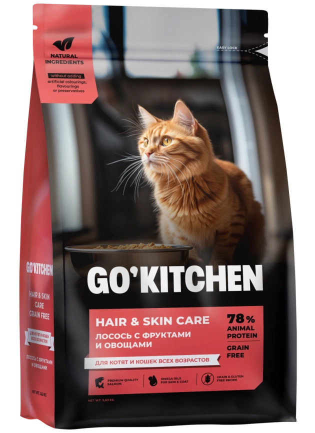 Сухой корм GO'KITCHEN для котят и кошек всех возрастов с лососем, 3.63 кг фото 4