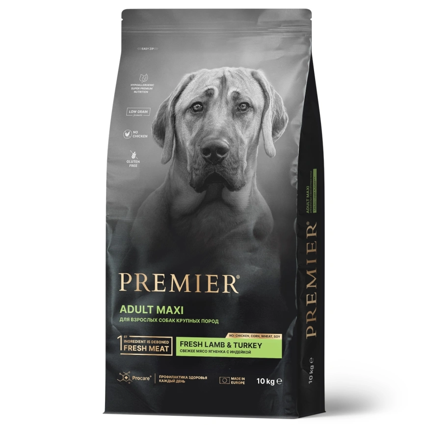 Сухой корм Premier Dog Lamb & Turkey Adult Maxi для собак крупных пород, 10 кг фото 1