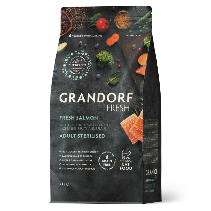 Сухой корм Grandorf Fresh Cat для стерилизованных кошек лосось с бататом 400 г фото 1
