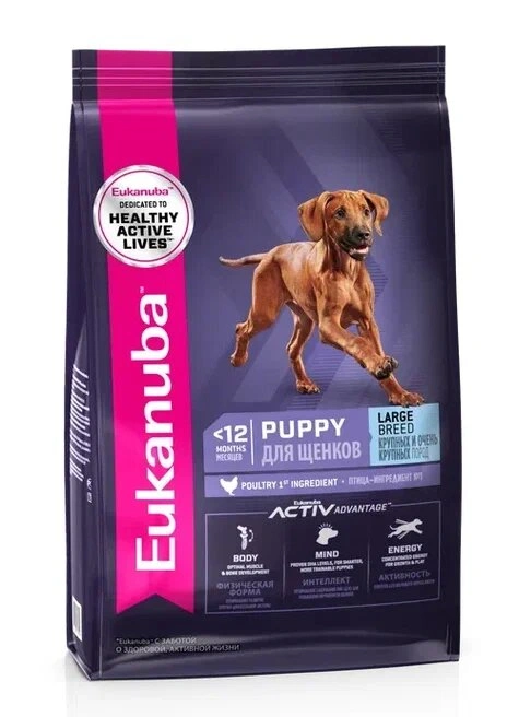 Сухой корм Eukanuba Puppy Large Breed для щенков крупных и очень крупных пород с птицей, 3 кг фото 1