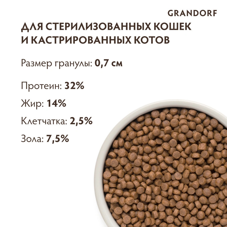 Сухой корм Grandorf Turkey Sterilised для стерилизованных кошек, 400 г фото 9