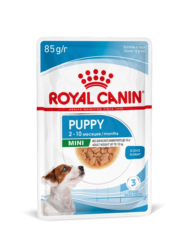 Влажный корм Royal Canin Mini Puppy в соусе для щенков мелких пород до 10 месяцев, пауч, 85 г фото 16