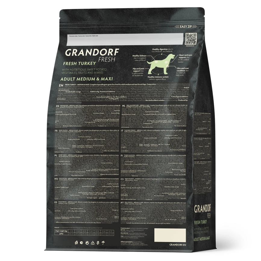 Сухой корм Grandorf Fresh Dog для взрослых собак средних и крупных пород диетическая формула для особо аллергичных собак индейка с бататом 1 кг фото 2