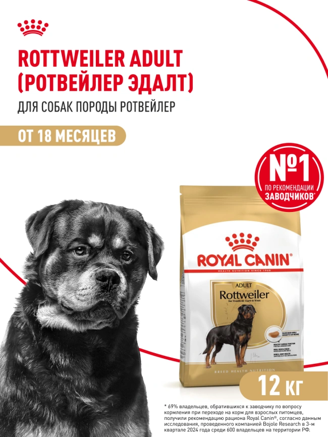 Сухой корм Royal Canin Rottweiler Adult для взрослых собак, 12 кг фото 13