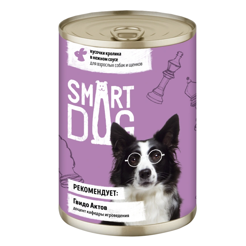 Влажный корм Smart Dog для для взрослых собак и щенков, кусочки кролика в нежном соусе, 400 г фото 1