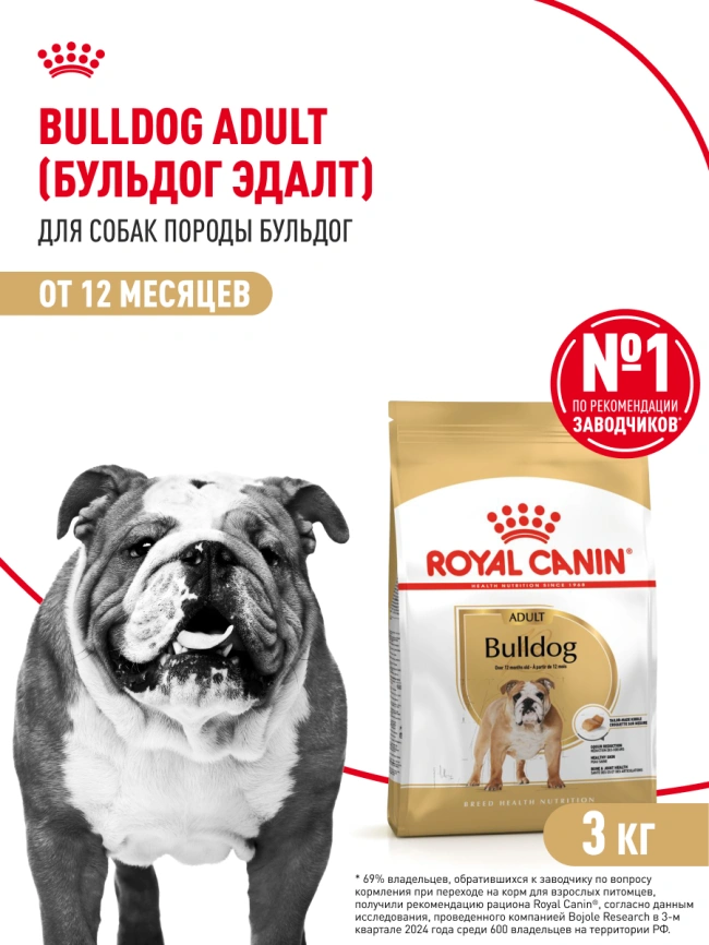 Сухой корм Royal Canin Bulldog Adult для собак породы английский бульдог, 3 кг фото 11