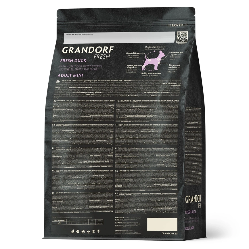 Сухой корм Grandorf Fresh Dog для взрослых собак мелких пород диетическая формула для особо аллергичных собак утка с бататом 1 кг фото 2