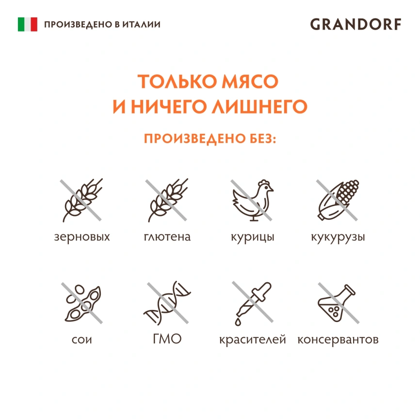 Влажный корм паштет Grandorf, паштет из индейки с яблоком и малиной для собак, 200 фото 5