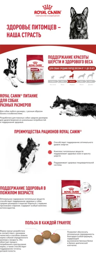Сухой корм Royal Canin Medium Adult 7+ для собак, 4 кг фото 10