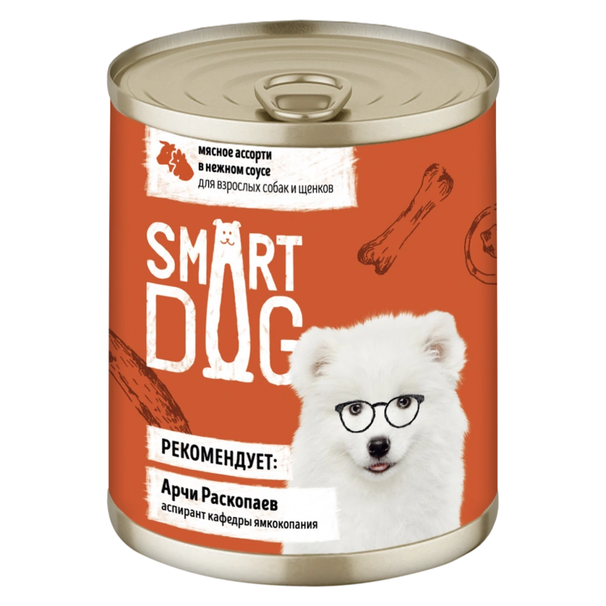 Влажный корм Smart Dog для для взрослых собак и щенков, мясное ассорти в нежном соусе, 240 г фото 1