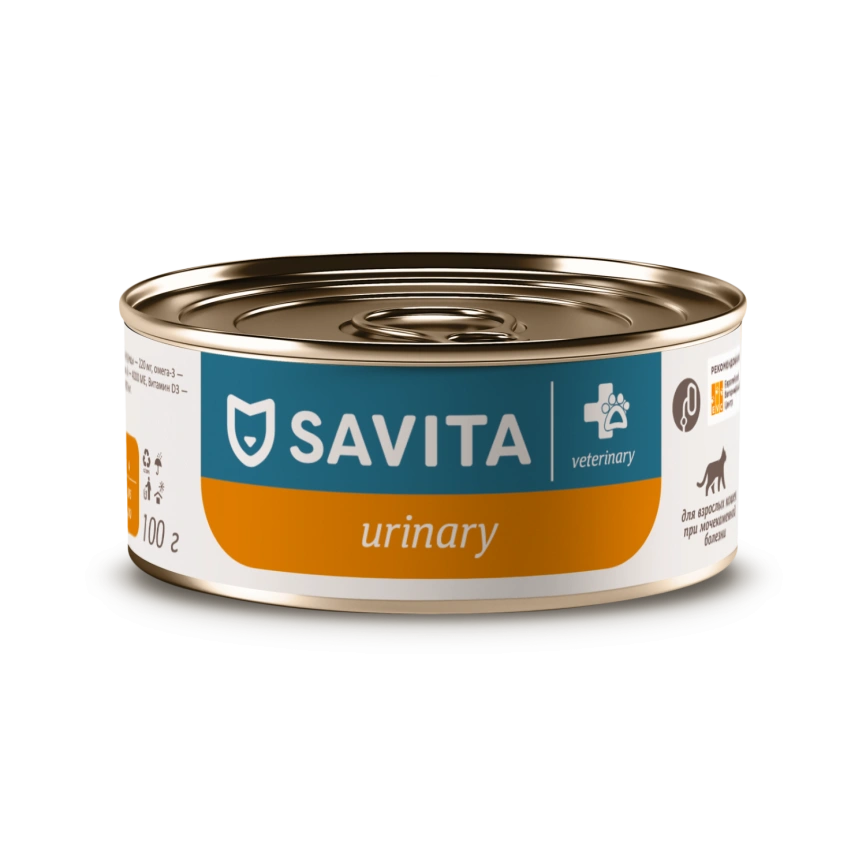 Влажный корм SAVITA Preventive Line Urinary S/O для взрослых кошек при мочекаменной болезни, 100 г фото 1