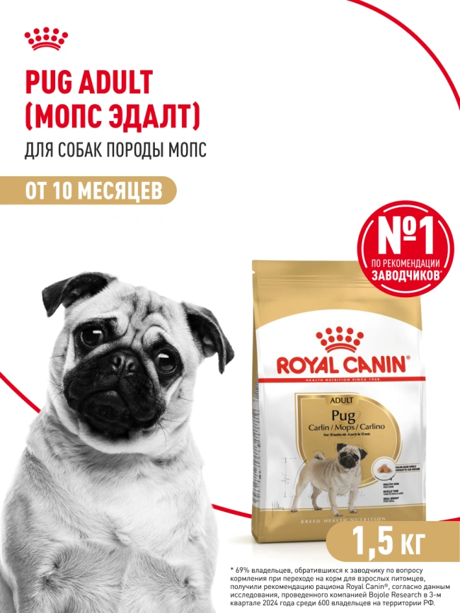 Сухой корм Royal Canin Pug Adult для взрослых собак, 1.5 кг фото 14