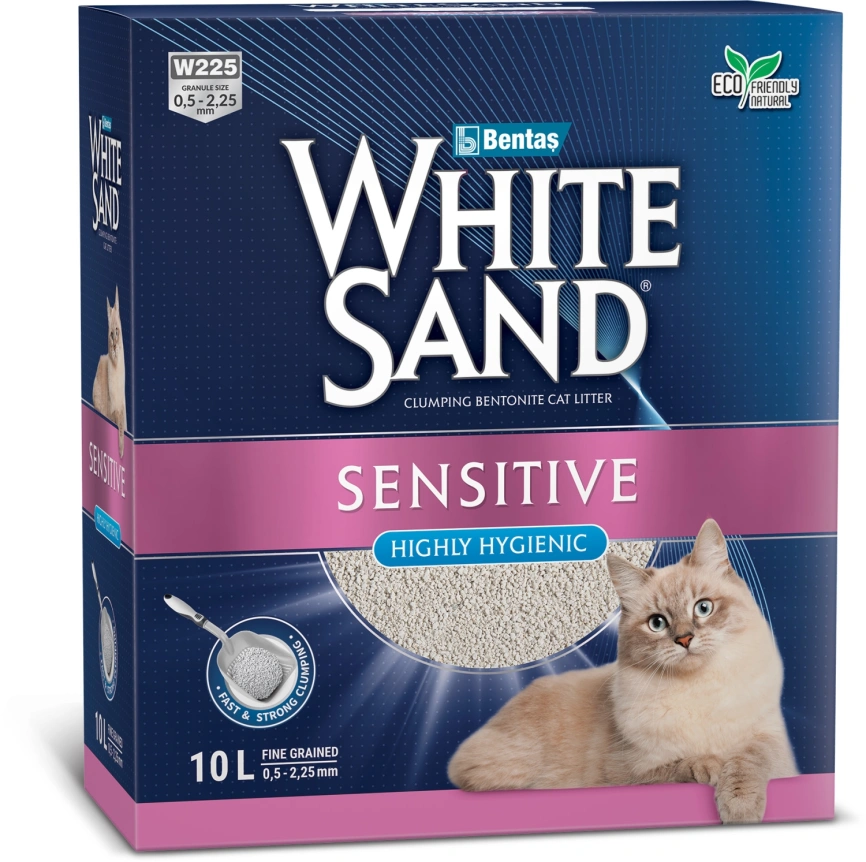Наполнитель White Sand комкующийся для чувствительных кошек, 8.5 кг фото 1