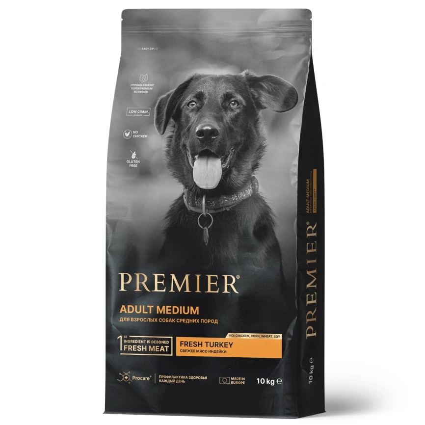 Сухой корм Premier Dog Turkey Adult Medium для собак средних пород, 10 кг фото 1
