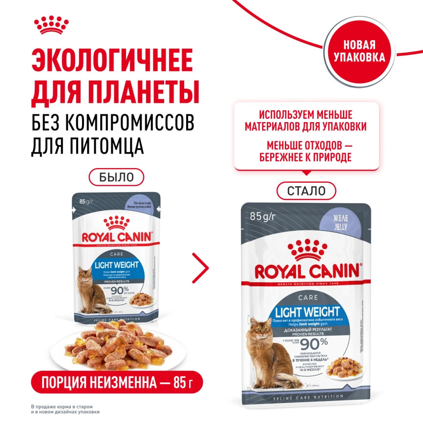 Влажный корм Royal Canin Light Weight Care в соусе для взрослых кошек, склонных к полноте, пауч, 85 г фото 12