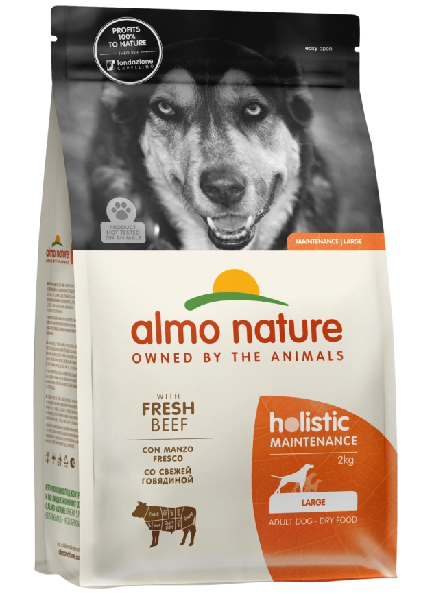 Сухой корм Almo Nature для взрослых собак крупных пород со свежей говядиной и коричневым рисом, 2 кг фото 1