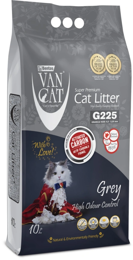 Van Cat комкующийся наполнитель без пыли с ароматом активированный уголь, без пыли, 10 л фото 1