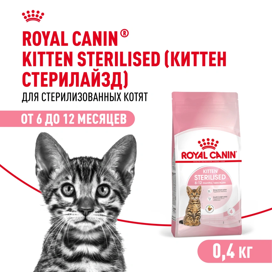 Сухой корм Royal Canin Kitten Sterilised для котят, 400 г фото 1