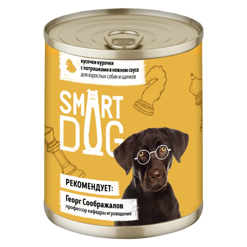 Влажный корм Smart Dog для для взрослых собак и щенков, кусочки курочки с потрошками в нежном соусе, 240 г фото 1