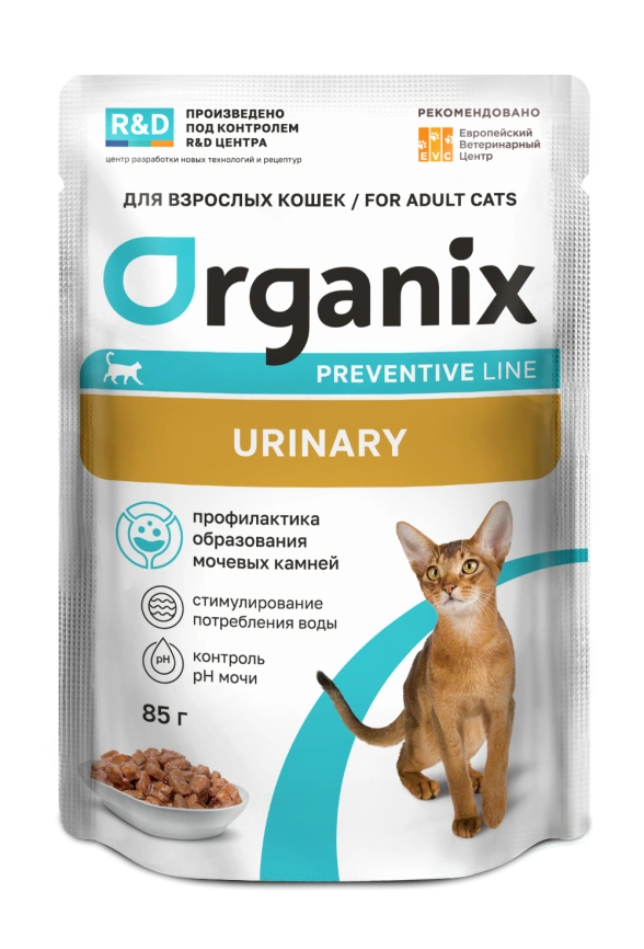 Влажный корм Organix Preventive Line Urinary для кошек профилактика мочекаменной болезни с курицей, 85 г фото 1