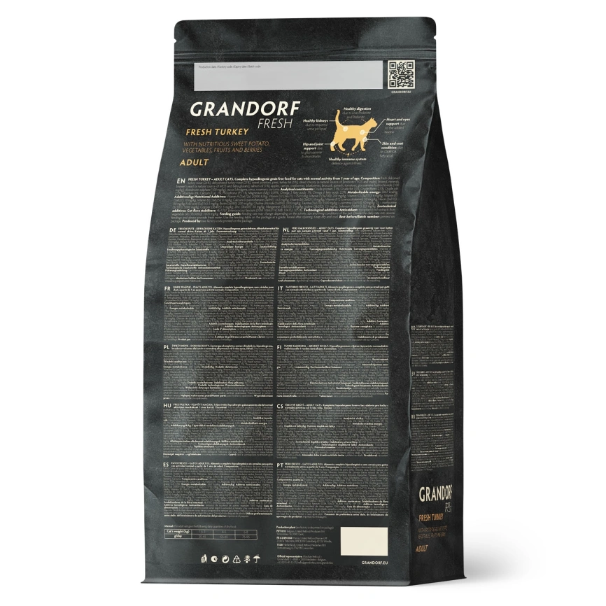 Сухой корм Grandorf Fresh Cat для взрослых кошек диетическая формула для особо аллергичных кошек индейка с бататом 2 кг фото 2