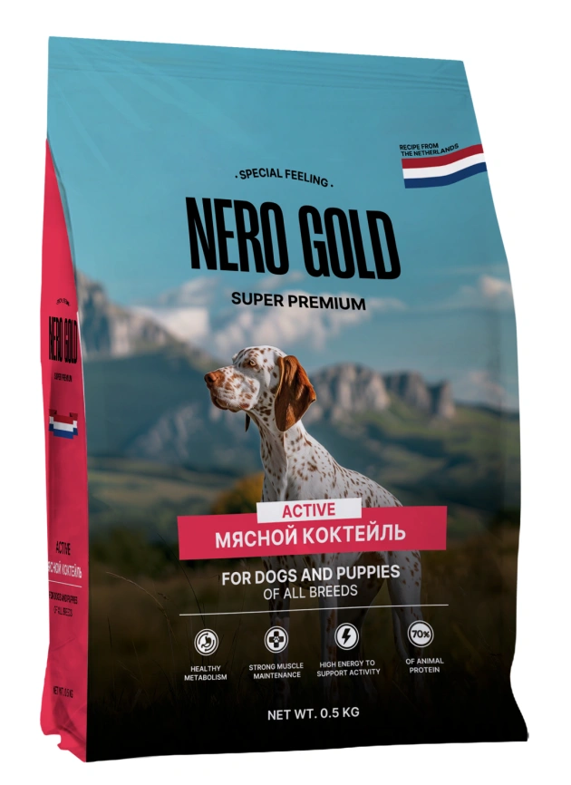 Сухой корм NERO GOLD для собак и щенков "Мясной коктейль", 500 г фото 1
