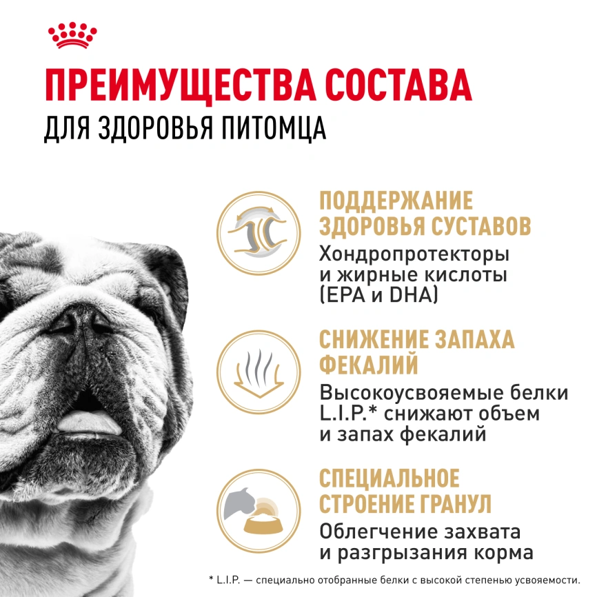Сухой корм Royal Canin Bulldog Adult для собак породы английский бульдог, 12 кг фото 3