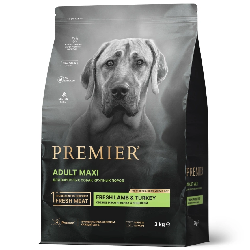 Сухой корм Premier Dog Lamb & Turkey Adult Maxi для собак крупных пород, 3 кг фото 1