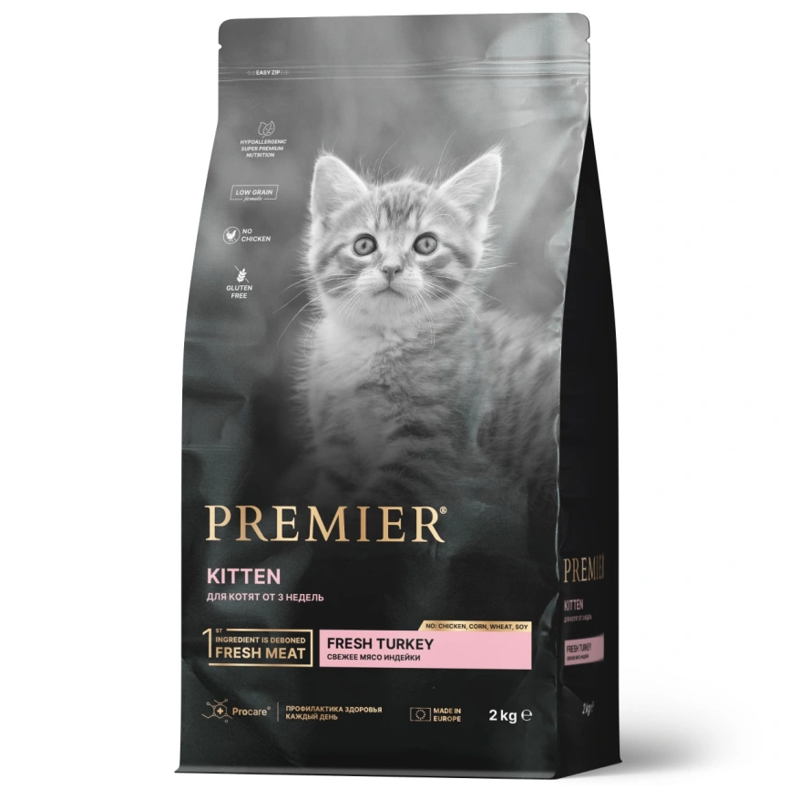Сухой корм Premier Cat Turkey Kitten для котят, 2 кг фото 1