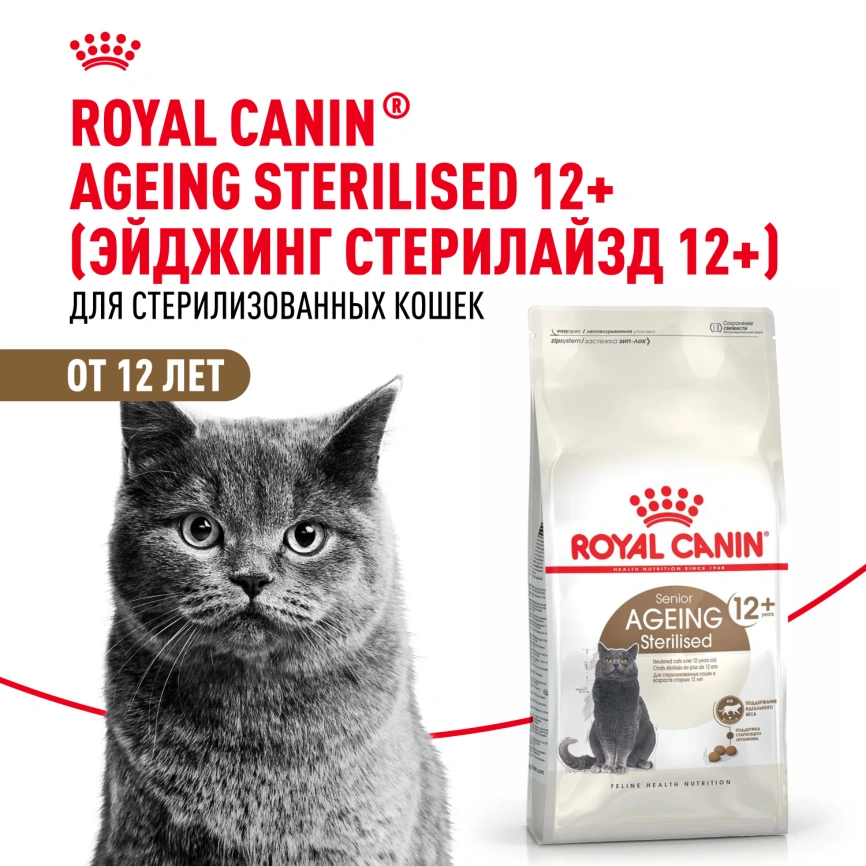 Сухой корм Royal Canin Ageing Sterilised 12+ для стерилизованных кошек старше 12 лет, 2 кг фото 11