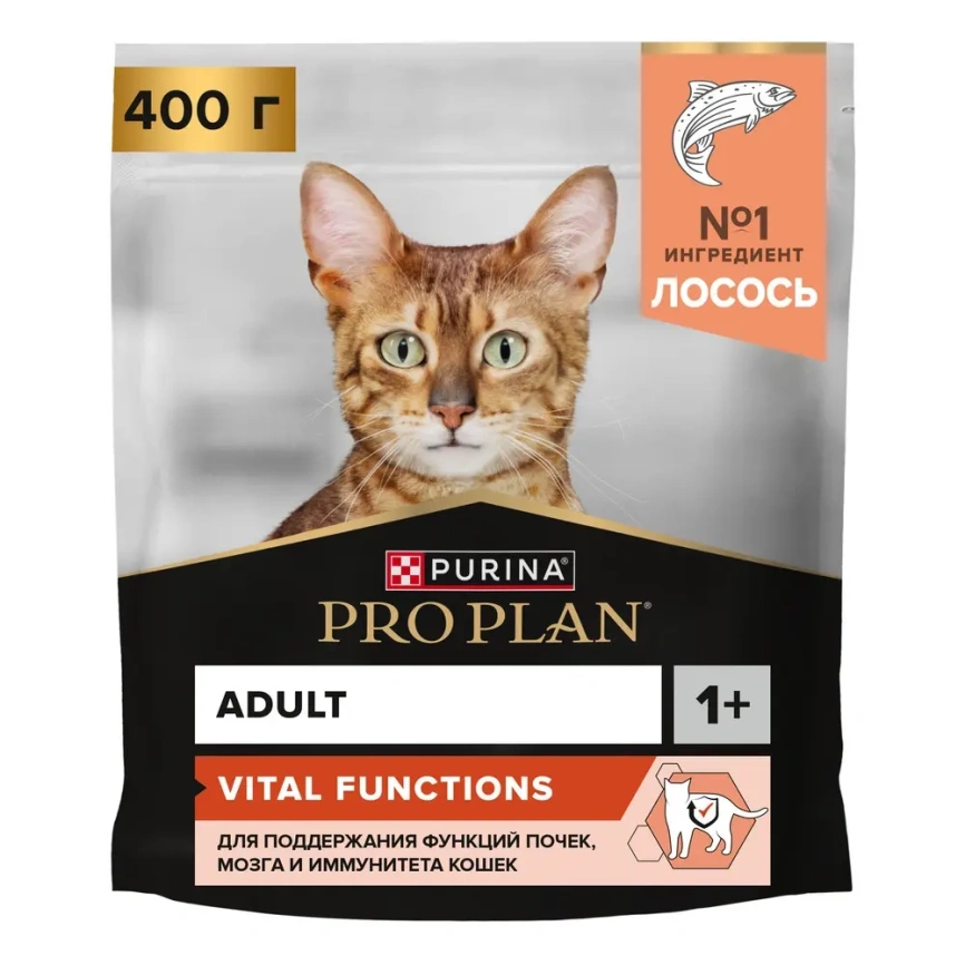 Сухой корм Purina Pro Plan Cat Adult Vital Functions для взрослых кошек, с лососем, 3 кг фото 1