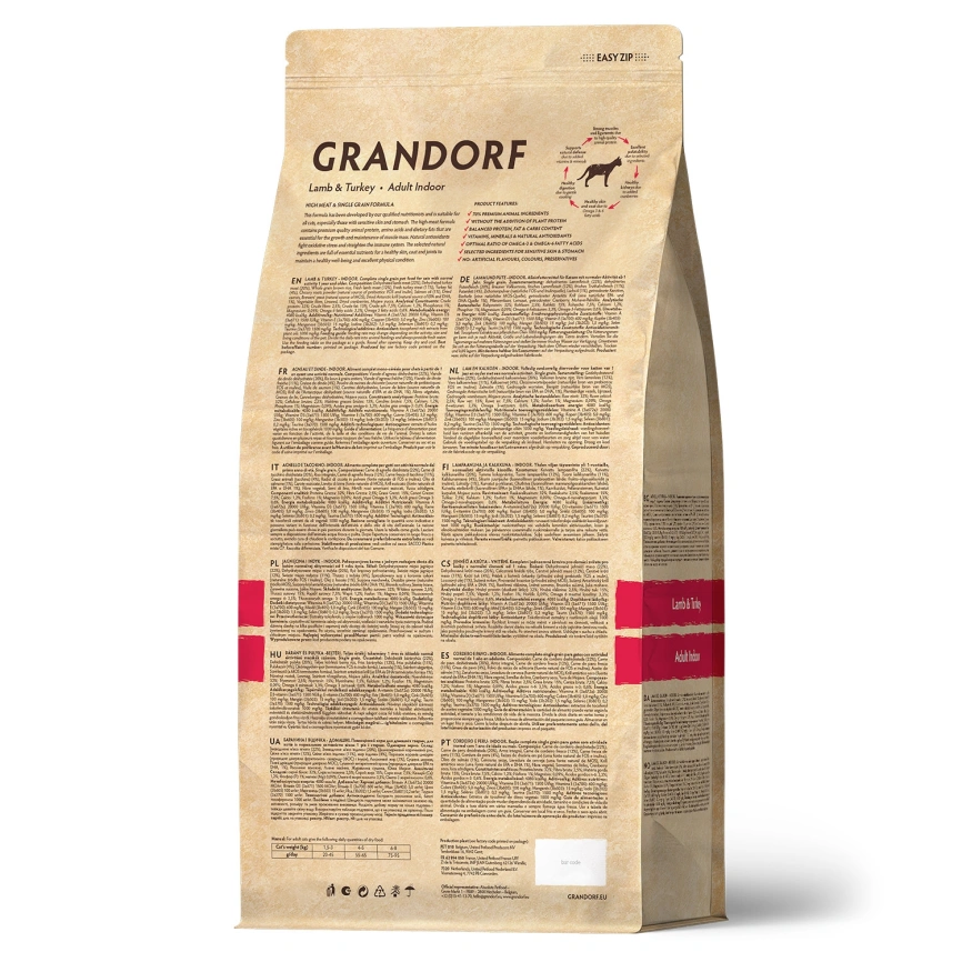 Сухой корм Grandorf Lamb & Turkey Indoor Ягненок с индейкой для домашних кошек, 2 кг фото 2