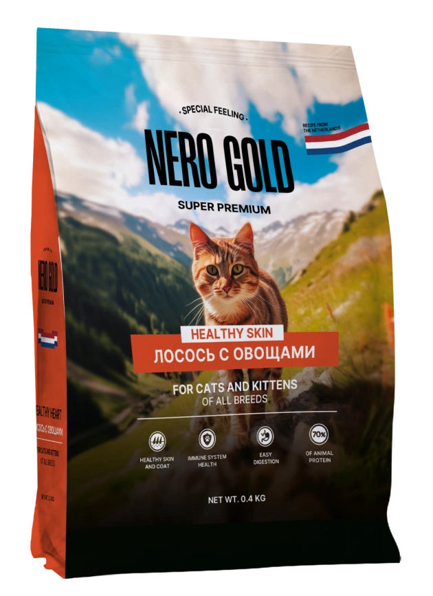 Сухой корм NERO GOLD для кошек и котят с лососем и овощами, 400 г фото 1