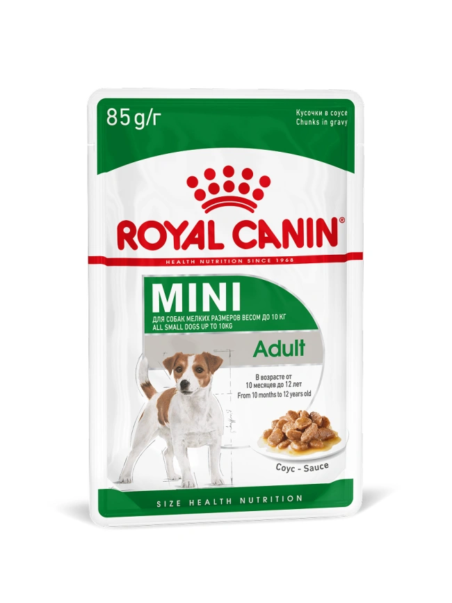 Влажный корм Royal Canin Mini Adult в соусе для взрослых собак мелких пород старше 10 месяцев, пауч, 85 г фото 24