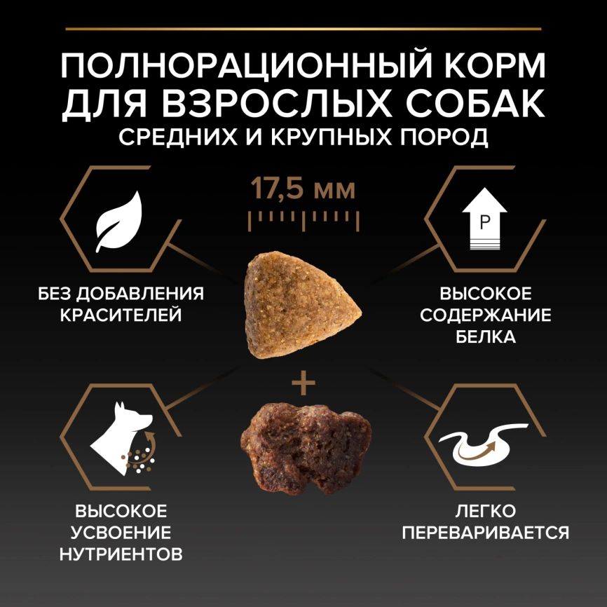 Сухой корм Purina Pro Plan Duo Delice для взрослых собак средних и крупных пород, говядина и рис, 10 кг фото 3