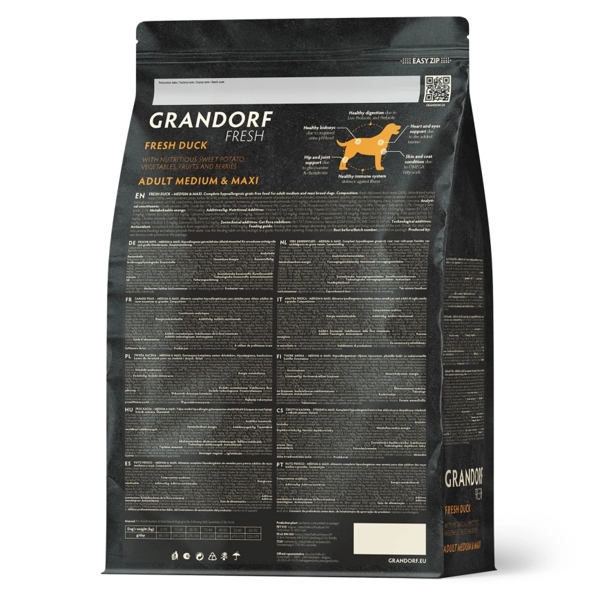 Сухой корм Grandorf Fresh Dog для взрослых собак средних и крупных пород диетическая формула для особо аллергичных собак утка с бататом 1 кг фото 2