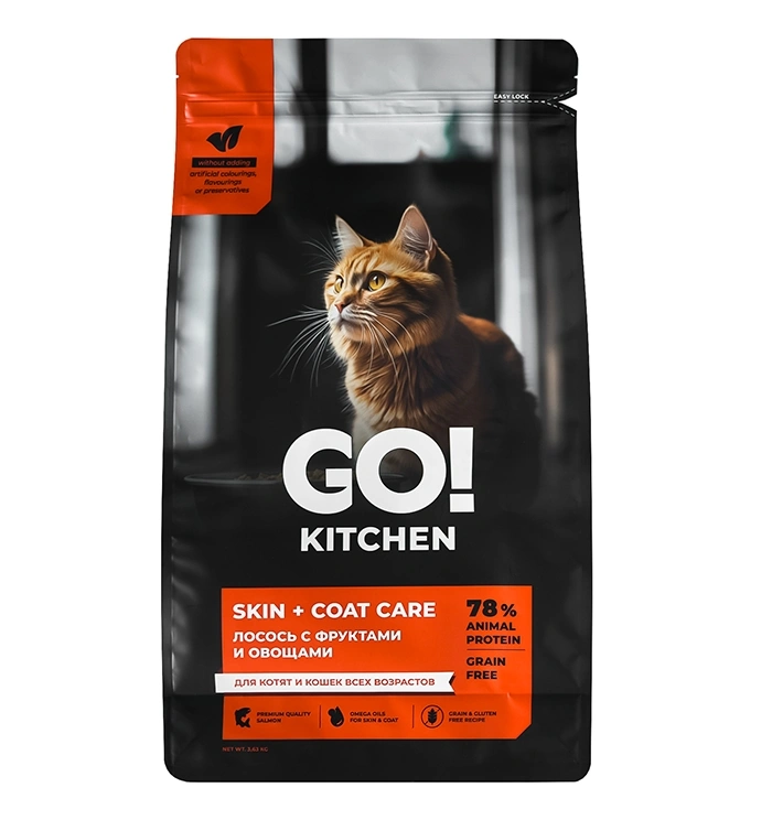Сухой корм GO'KITCHEN для котят и кошек всех возрастов с лососем, 3.63 кг фото 1