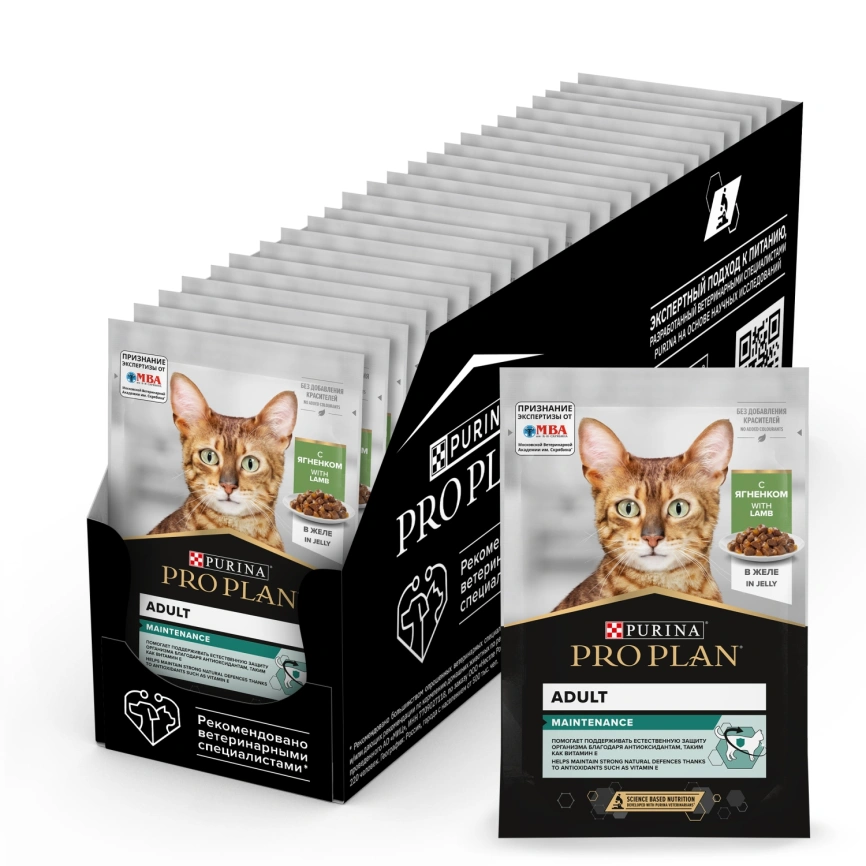 Влажный корм Purina Pro Plan Maintenance для взрослых кошек, с ягненком в желе, 85 г фото 1
