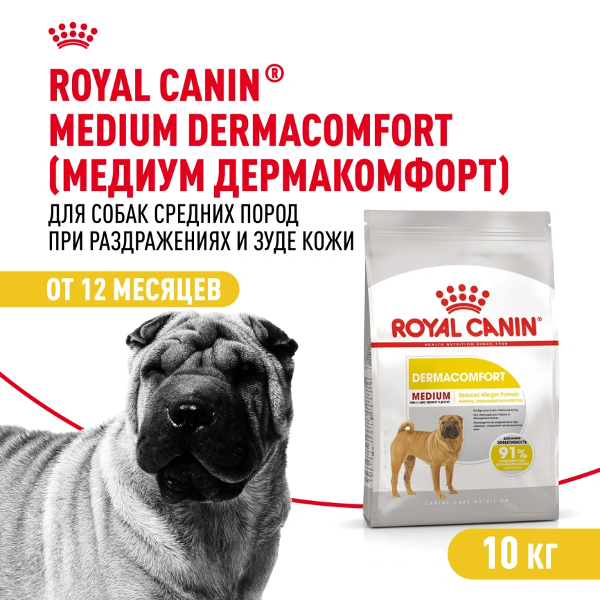 Сухой корм Royal Canin Medium Dermacomfort для собак, 10 кг фото 1