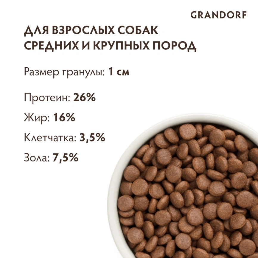 Сухой корм Grandorf Duck & Turkey Med & Maxi для взрослых собак средних и крупных пород, 10 кг фото 9
