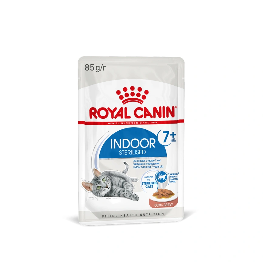 Влажный корм Royal Canin Indoor 7+ в соусе для кошек старше 7 лет, живущих в помещении, пауч, 85 г фото 14