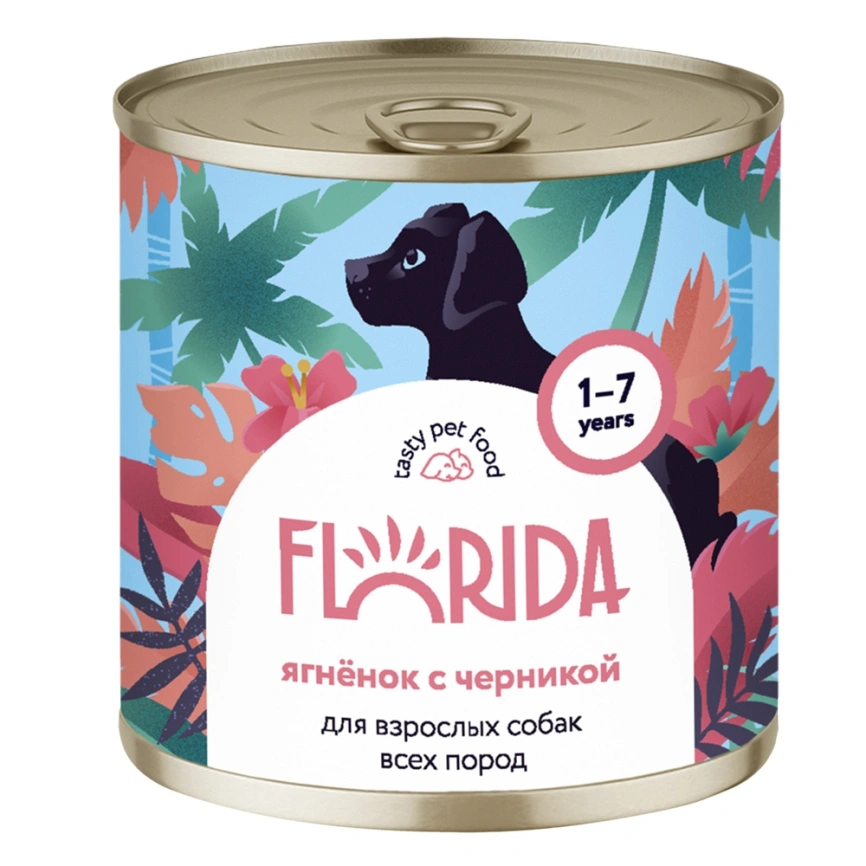 Влажный корм Florida для собак с ягненкоми черникой, 240 г фото 1